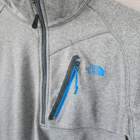 The North Face Pullover Sweatshirt Mens Gray Blue Accent Zipper Long Sleeve Sz M - Picture 3 of 16